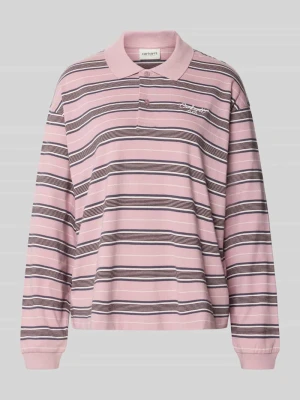 Koszulka polo o kroju oversized z wyhaftowanym logo model 'Bronson' Carhartt WIP Różowy