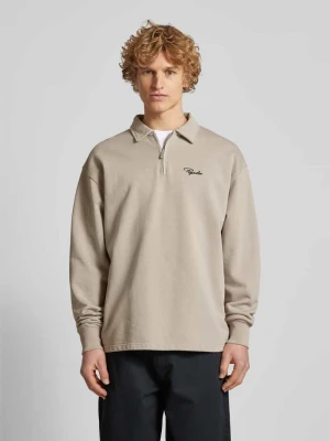 Koszulka polo o kroju oversized z wyhaftowanym logo model ‘SIGNAR TERRY’ Pegador