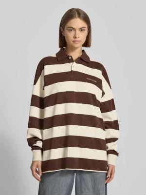 Koszulka polo o kroju oversized ze wzorem w paski Karo Kauer