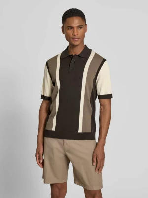 koszulka polo o kroju regular fit we wzorze na całej powierzchni model 'TAMIAN' Drykorn Ciemnobrązowy
