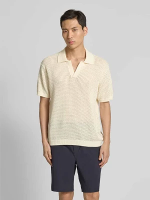 Koszulka polo o kroju regular fit z ażurowym wzorem model ‘ASTON’ casual friday