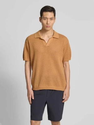 Koszulka polo o kroju regular fit z ażurowym wzorem model ‘ASTON’ casual friday
