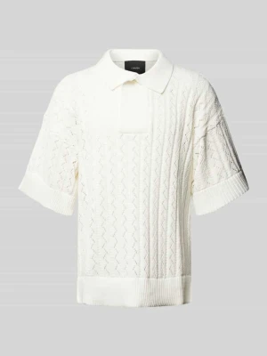 Koszulka polo o kroju regular fit z ażurowym wzorem model ‘Aurora’ ISNURH