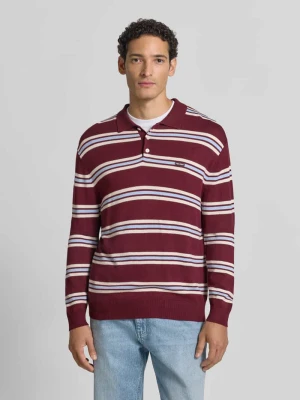 Sweter z dzianiny z kołnierzykiem polo REVIEW Bordowy