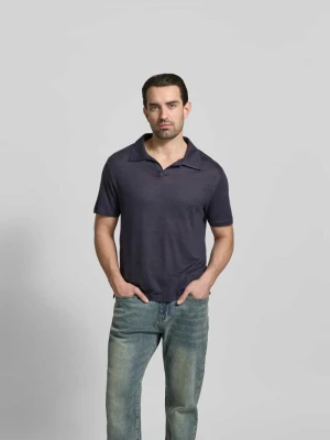 Koszulka polo o kroju regular fit z czystego lnu Officine Générale Granatowy