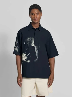 Koszulka polo o kroju regular fit z czystej bawełny Armani Exchange Granatowy