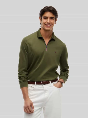 koszulka polo o kroju regular fit z czystej bawełny model 'LIQUID' Tommy Hilfiger Oliwkowy