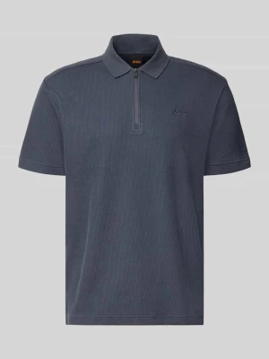 koszulka polo o kroju regular fit z czystej bawełny model 'Pe_RibNylon' Boss Granatowy