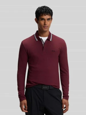 koszulka polo o kroju regular fit z czystej bawełny model 'Plisy' Boss Bordowy