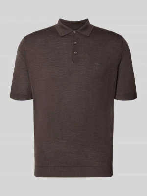 koszulka polo o kroju regular fit z czystej bawełny w imitacji dzianiny FYNCH-HATTON Ciemnobrązowy