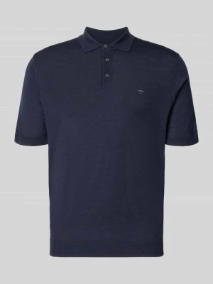 koszulka polo o kroju regular fit z czystej bawełny w imitacji dzianiny FYNCH-HATTON Granatowy