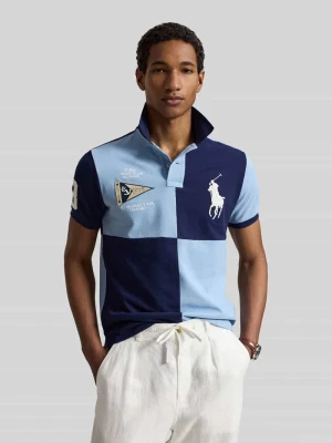 Koszulka polo o kroju regular fit z czystej bawełny z haftami Polo Ralph Lauren Granatowy