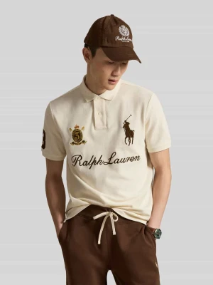 Koszulka polo o kroju regular fit z czystej bawełny z naszywkami i haftami Polo Ralph Lauren Piaskowy