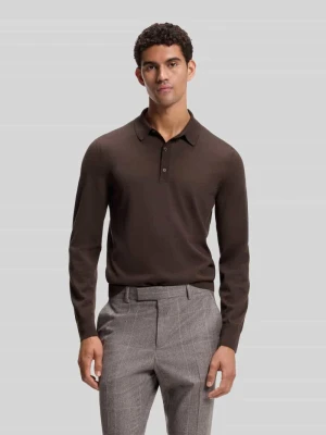 koszulka polo o kroju regular fit z czystej wełny model 'Lancione' Boss Ciemnobrązowy