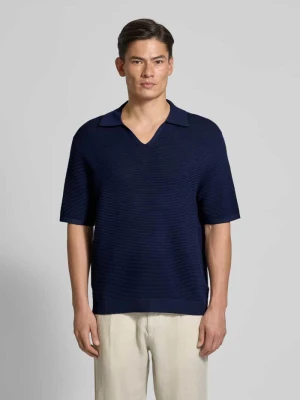 Koszulka polo o kroju regular fit z dekoltem w serek Calvin Klein Granatowy