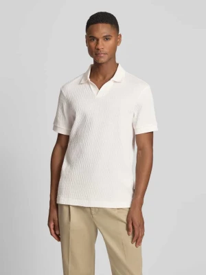 koszulka polo o kroju regular fit z dekoltem w serek model 'Rauljose' JOOP! Złamany biały