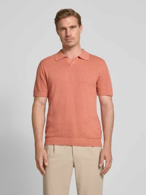 Koszulka polo o kroju regular fit z efektem szydełkowym model ‘LINO’ Selected Homme