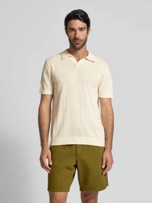 Koszulka polo o kroju regular fit z efektem szydełkowym model ‘LINO’ Selected Homme