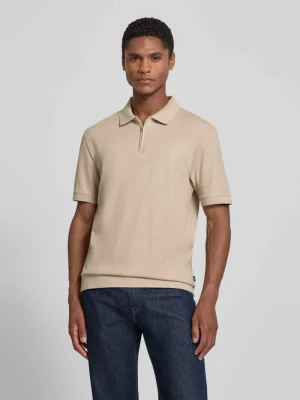 koszulka polo o kroju regular fit z fakturowanym wzorem model 'Tibaris' JOOP! Beżowy