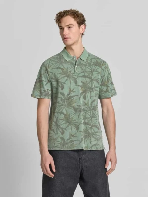 Koszulka polo o kroju regular fit z kwiatowym nadrukiem na całej powierzchni model 'Hawaii' Jack&Jones Ciemnozielony