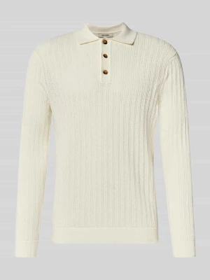 koszulka polo o kroju regular fit z mieszanka bawełny model 'MOON' Only & Sons Złamany biały