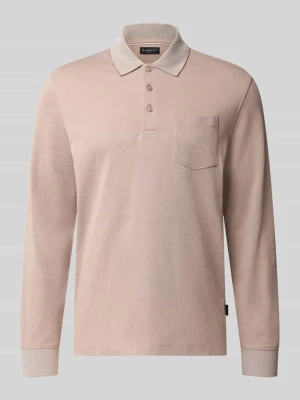 koszulka polo o kroju regular fit z mieszanka bawełny z brustasza Bugatti Beżowy