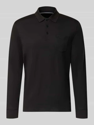 koszulka polo o kroju regular fit z mieszanka bawełny z brustasza Bugatti Czarny