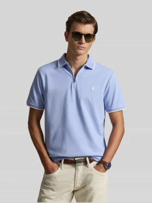 Koszulka polo o kroju regular fit z mieszanka bawełny z zamkiem błyskawicznym Polo Ralph Lauren Jasnoniebieski