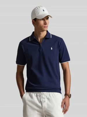 Koszulka polo o kroju regular fit z mieszanka bawełny z zamkiem błyskawicznym Polo Ralph Lauren Granatowy