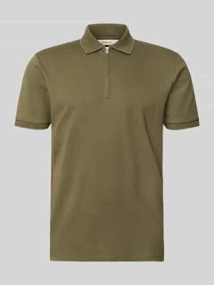 koszulka polo o kroju regular fit z mieszanki bawełny model 'FAVE' Selected Oliwkowy