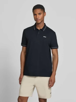 koszulka polo o kroju regular fit z mieszanki bawełny model 'PL_Member' Boss Granatowy