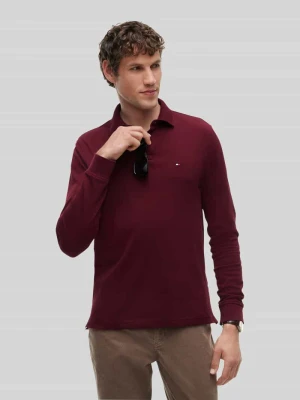 koszulka polo o kroju regular fit z mieszanki bawełny Tommy Hilfiger Bordowy