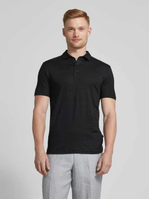 Koszulka polo o kroju regular fit z mieszanki lnu i elastanu OLYMP Level Five