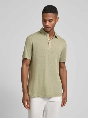 Koszulka polo o kroju regular fit z mieszanki lnu i elastanu OLYMP Level Five