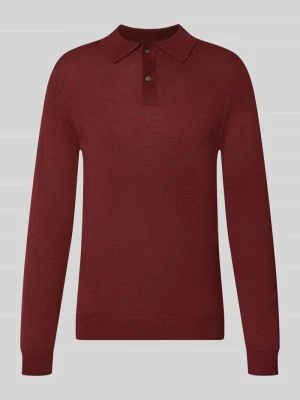 koszulka polo o kroju regular fit z mieszanki wełny Christian Berg Bordowy melanż