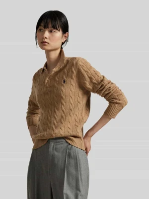 Koszulka polo o kroju regular fit z mieszanki wełny z dodatkiem kaszmiru Polo Ralph Lauren Camel