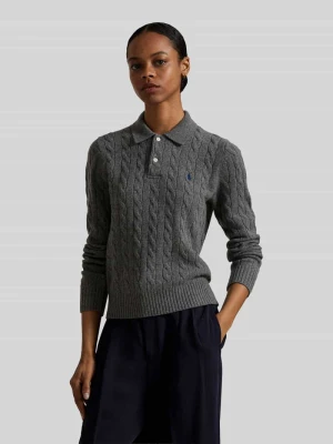 Koszulka polo o kroju regular fit z mieszanki wełny z dodatkiem kaszmiru Polo Ralph Lauren Średnioszary