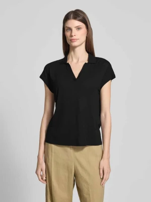 Koszulka polo o kroju regular fit z mieszanki wiskozu i lnu comma