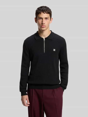 koszulka polo o kroju regular fit z mieszanki wiskozy model 'Sastaron' Hugo Czarny