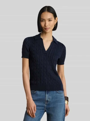 Koszulka polo o kroju regular fit z tkanego materiału – mieszanka bawełny Lauren Ralph Lauren Granatowy