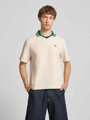 koszulka polo o kroju regular fit z wyhaftowanym logo model 'Fancy' REVIEW Écru