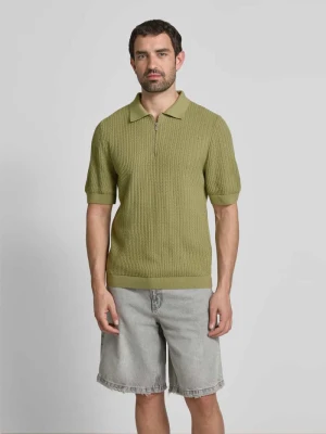 Koszulka polo o kroju regular fit ze ściegiem warkoczowym JAKE*S STUDIO MEN