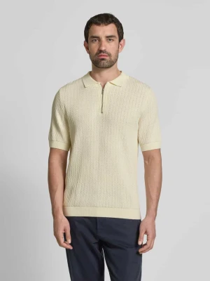 Koszulka polo o kroju regular fit ze ściegiem warkoczowym JAKE*S STUDIO MEN