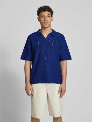 Koszulka polo o kroju relaxed fit z ażurowym wzorem model ‘PAROS’ jack & jones