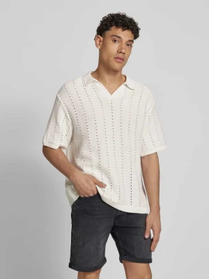 Koszulka polo o kroju relaxed fit z ażurowym wzorem model ‘PAROS’ jack & jones