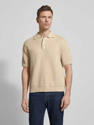 Koszulka polo o kroju relaxed fit z czystej bawełny model 'DANE' Selected Złamany biały