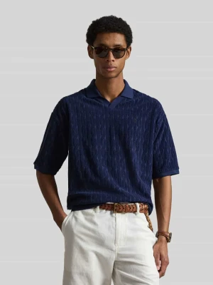 Koszulka polo o kroju relaxed fit z czystej bawełny w imitacji dzianiny Polo Ralph Lauren Granatowy