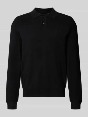 Koszulka polo o kroju relaxed fit z dodatkiem wełny model 'KN_Momentum-X PL' Boss Czarny