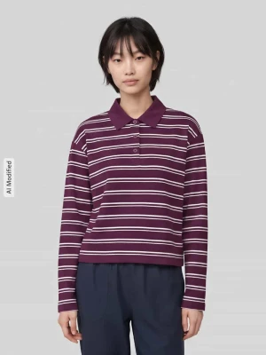 Koszulka polo o kroju relaxed fit z Mieszanka bawełny Marc O'Polo Bordowy