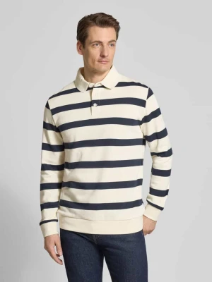 Koszulka polo o kroju relaxed fit z wzorem w paski lindbergh